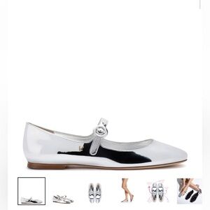 Larroude Blair Mary Jane Ballet Flat in silver speccio leather size 7.5
